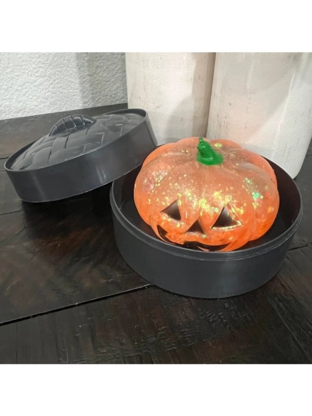 Orange Pumpkin Halloween Glitter Squishy